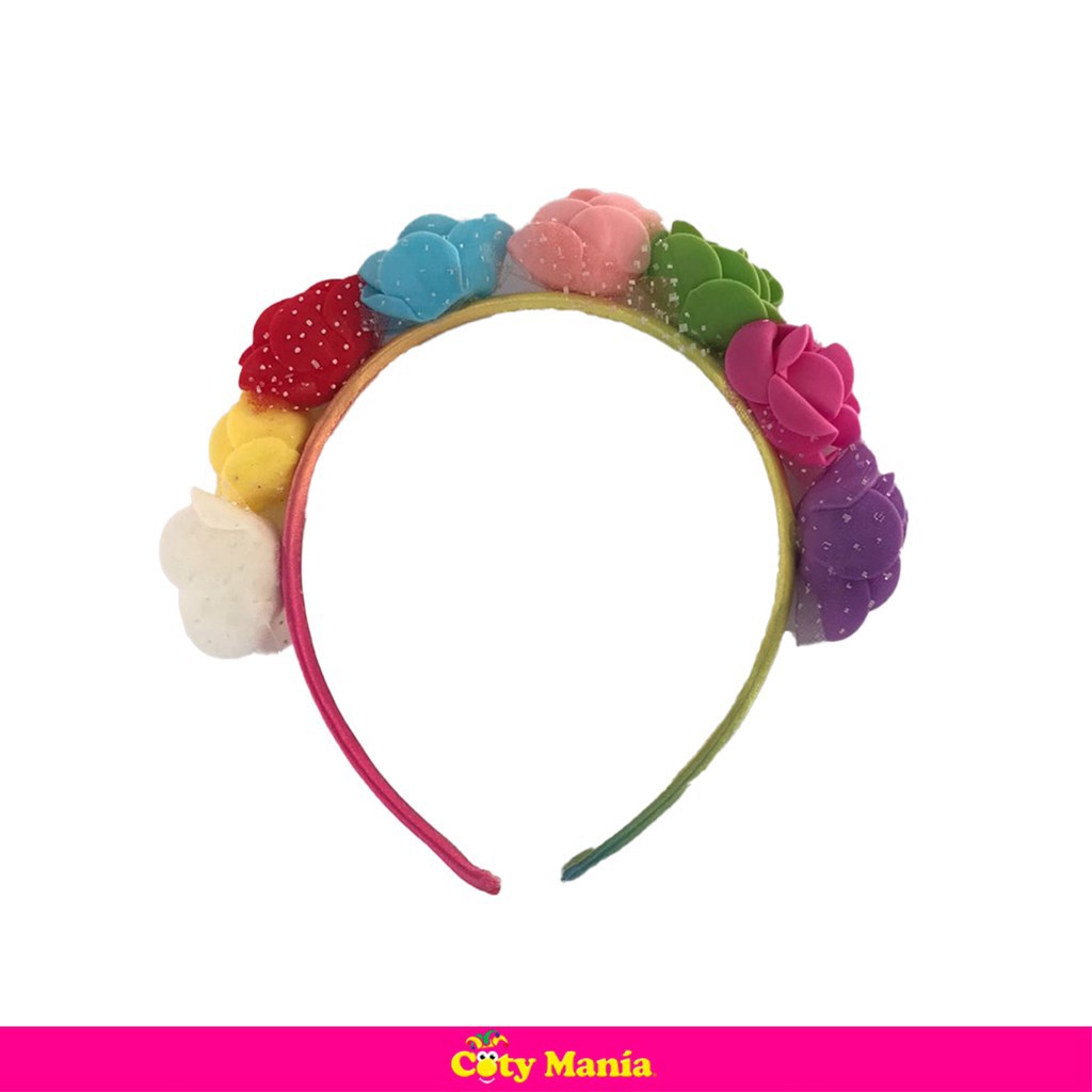 Vincha Flor Rosas Multicolor Goma Eva